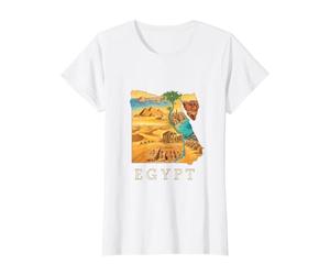 Carte des Racines égyptiennes - Pyramides du Caire Gizeh Souvenir de l'Égypte T-Shirt Graphique avec Valeur, Femme, Blanc, M