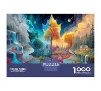 Carte des Saisons 1000 Pièces Jeu De Puzzle À Assembler Soi-même pour Développer Les Compétences Logiques Ville Arbres Automne idéal pour Les Fêtes Et comme Meilleur Cadeau pour Amateurs 52x38cm/100