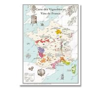 Carte des Vignobles et Vins de France - Affiche A2 (42x59.4cm) pliée