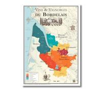 Carte des Vins de Bordeaux et Vignobles du Bordelais - Affiche A2