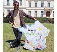 Carte des Vins de France - 120 cm de large (forme de l'hexagone) - Découpe sur panneau PVC rigide 3 mm