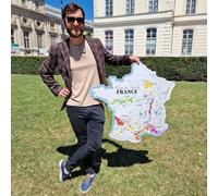 Carte des Vins de France - 85 cm de large (forme de l'hexagone) - Découpe sur panneau PVC rigide 3 mm