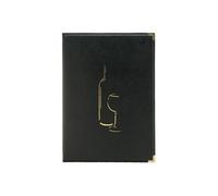 Securit Carte des Vins Classic Line – 2 inserts fixes (8 feuilles A4) – Similicuir PU Noir