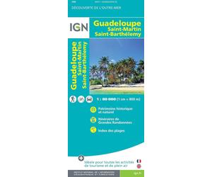 Carte détaillée - Guadeloupe, Saint-Martin, Saint-Barthélemy - VERSION MURALE ET PLASTIFIEE | IGN