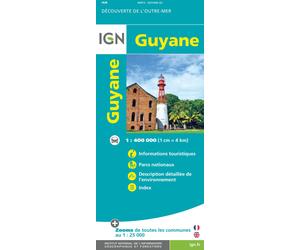 Carte détaillée - Guyane - VERSION MURALE ET PLASTIFIEE | IGN