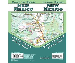 Carte d'état - Nouveau-Mexique (gros caractères, facile à lire) | GM Johnson