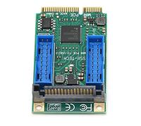Carte D'extension Avant Mini PCI-E vers USB3.0, Module de Carte D'extension Mini Pci-e vers 19/20PIN USB3.0, pour Windows XP/2003/Vista/pour Win7/8/10/2003/pour Linux (Double 19 broches (10313))