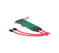 Carte d'extension DeLOCK 89473 : M.2 Key B vers 2x SATA 7-pin, PCIe 1.1, profil bas, taux de transfert 6 Gbit/s, support Windows et Linux