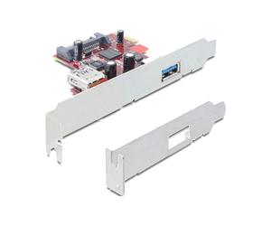 Carte d'Extension DeLOCK PCIe vers USB 3.2 Gen 1 (3.1 Gen 1) 2 Ports Type A, Chipset NEC, 5 Gbps, Alimentation SATA 15-pin, Compatible Windows XP/Vista/7