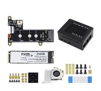 Carte d'extension M.2 NVMe 5 SSD, pour adaptateur PCIe, interface de mémoire, transfert de données rapide, mise à niveau de stockage haute vitesse pour projets Raspberry Pi (X1001 + ventilateur + 128