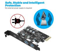 Carte d'extension PCI Express FOR4 ports vers USB 3.0 pour PC de bureau, compatible Windows XP/7/8/10