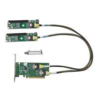 Carte d'extension PCI Express X16 4.0 PCIE4.0 vers SFF-8654 8I Slim SAS | 2 plaques de base SFF-8654 8I vers PCI-E X8X8 + 2 câbles d'intersection SFF-8654 8I à SFF-8654 8I de 63,5 cm