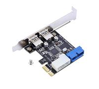Carte D'extension PCIe USB 3.0 5Gbps 2 Ports Adaptateur 19 Broches | Transfert de données haut débit 5 Gbit/s, interface PCI x1, connecteur interne 19 broches pour panneau avant, 2 ports USB-A