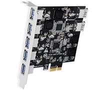 Carte d'extension PCIE USB 3.0 7 ports SuperSpeed 5 Gbps pour PC de bureau Windows 11, 10, 8.x, 7, Vista, XP, technologie auto-alimentée FebSmart intégrée, pas besoin d'alimentation supplémentaire
