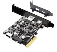 Carte d'extension PCIE vers USB 3.2 Gen 2, adaptateur 10 Gbit/s avec ports de type C et de type A, en-tête avant de type E 19/20 broches, puce ASM3142 pour PC de bureau Windows