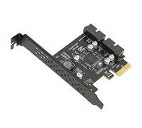 Carte d'extension PCIe vers USB 3.2 GEN1, 5 Gbit/s USB3.2 avant GEN1, carte d'extension PCI Express, double port 19 broches pour Win 7, 8, 10, 11 et Linux (carte noire 19 broches)