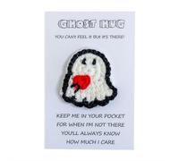 Carte d'Halloween faite à la main au crochet - Mini tortue fantôme de poche, carte de vœux mignon de fantôme, mini figurine effrayante cadeau pour amis et famille, cartes et stock de cartes