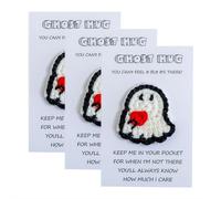 Carte d'Halloween faite à la main au crochet - Mini tortue fantôme de poche, carte de vœux mignon de fantôme, mini figurine effrayante cadeau pour amis et famille, cartes et stock de cartes