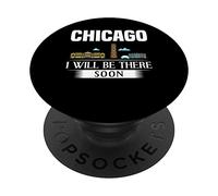 Carte d'horizon de la ville de Chicago Illinois PopSockets PopGrip Interchangeable