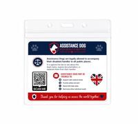 Carte d'identification pour chien avec porte-carte d'identité | Code QR inclus, handicap caché, informations sur la loi sur l'égalité, carte de 85 x 55 mm, support en plastique transparent