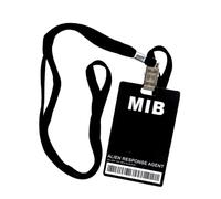 Carte D'identité Agent avec Cordon, Accessoires D'agent Secret, Accessoires de Costume Agent Carte D'identité pour Carnaval Halloween Fête Cosplay (Noir-1 pc)