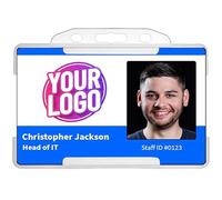 Carte d'identité avec photo personnalisée - Idéal pour le personnel, les soignants, les enseignants - Badge d'identité personnalisé avec choix de couleur, support, cordon ou clip