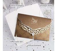 Carte D'invitation De Mariage Découpée Au Laser,Cartes De V?Ux D'affaires Avec Diamant,Fournitures De Décoration De Fête De Mariage Es - Type 50sets Coffee Cards