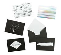 Carte D'invitation Noir Et Blanc Avec Enveloppe 15cm 4 Pièces