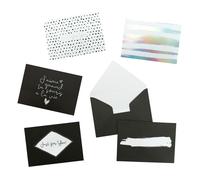 Carte d'invitation noir et blanc avec enveloppe 15cm 4 pièces