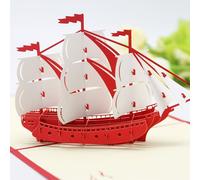 Carte D'invitation Pop-Up 3d En Papier,Cartes De V?Ux D'anniversaire,Carte Postale De Tourisme 3d,Carte-Cadeau De Sauvegarde De La Date Du Garçon - Type Sailboat