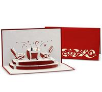 Carte d'invitation Pop-Up 3D pour Bon de Restaurant et invitation à dîner | Comme carte pliante - Carte de félicitations pour un dîner romantique aux chandelle