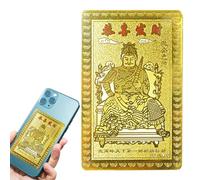 Carte dorée de dieu chinois de la richesse - Carte dorée de dieu de la richesse - Carte dorée traditionnelle chinoise à collectionner - Portefeuille pour homme et femme - Décoration - Carte talisman
