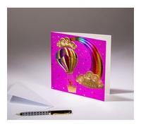 Carte double Sparkle - Heureux anniversaire - Papier paillette rose, dorures arc-en-ciel et or rose G