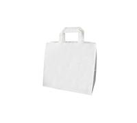 Carte Dozio - Shopper en Kraft avec fond carré, couleur blanche, poignée plate, f.to cm 32+21x27, cf 50 pcs