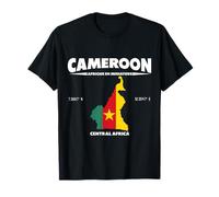 Carte du Cameroun avec coordonnées et surnom T-Shirt