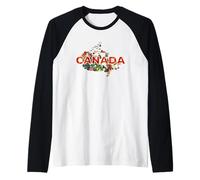Carte du Canada avec Herbes et Plantes indigènes - Souvenir de la Nature Manche Raglan