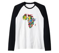 Carte du Continent Africain avec Drapeaux de Pays Fierté Africaine Manche Raglan