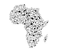 carte du continent africain composée de notes de musique Stickers lettrage 42x46.7cm Installation facile Noir