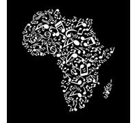carte du continent africain composée de notes de musique Stickers lettrage 67.2x74.7cm Culture du tatouage Blanc