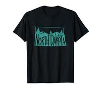 Carte du Dakota du Nord avec Horizon Amérique T-Shirt