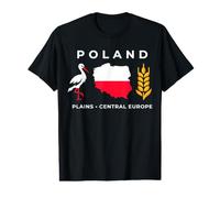Carte du Drapeau de la Pologne Cigogne Blanche blé polonais Graphique Patrimoine T-Shirt Graphique avec Valeur