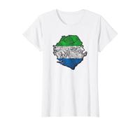Carte du Drapeau de la Sierra Leone T-Shirt Graphique avec Valeur, Femme, Blanc, L