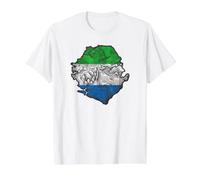 Carte du Drapeau de la Sierra Leone T-Shirt Graphique avec Valeur, Homme, Blanc, L