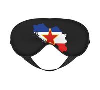 Carte du drapeau de la Yougoslavie 12 Masques de sommeil avec sangle réglable Masque pour les yeux souple pour femmes Hommes Voyage Travail Maison