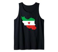 Carte du Drapeau de l'Iran Couleurs avec cœur Débardeur