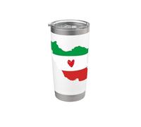 Carte du drapeau de l'Iran Couleurs avec cœur Gobelet isotherme en acier inoxydable double paroi