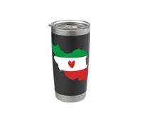 Carte du drapeau de l'Iran Couleurs avec cœur Gobelet isotherme en acier inoxydable double paroi