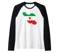 Carte du Drapeau de l'Iran Couleurs avec cœur Manche Raglan