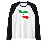 Carte du Drapeau de l'Iran Couleurs avec cœur Manche Raglan