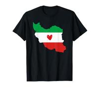 Carte du Drapeau de l'Iran Couleurs avec cœur T-Shirt